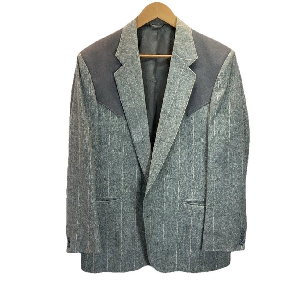Circle S Western Blazer Sport Coat Mens Light Gray 40R Single Vented Notch Lapel